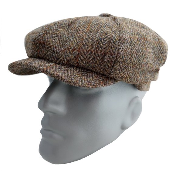 PEAKY BLINDERS Hartside Harris Tweed® Newsboy Cap HS28 GREEN-BROWN - PICK SIZE - Picture 5 of 12